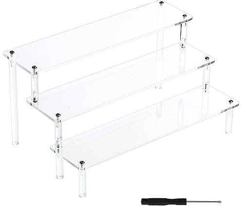 Kinsinder Acrylic Display Stand 3 Tier Clear Acrylic Stands Display Shelf for Figures Toys Cupcake Food Desserts