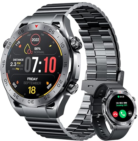 Montre Connectée Homme Smartwatch Intelligentes Appel: Ronde, 1,42 Pouce Composer et Recevoir des Appels 123 Modes Sportifs Moniteur de Fréquence Cardiaque Sommeil Compatibles Android et IOS