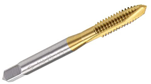 TOP-VIGOR Gewindebohrer mit Spiralspitze, 1/4-20 UNC, HSS Titanbeschichteter Gewindebohrer mit H2-Toleranz, 3 Rillen geschliffenes Gewinde (runder Schaft mit quadratischem Ende), 2 Stück