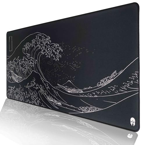 IMPACTRION Wave - Gaming Mauspad - XXL 900 x 400 - rutschfest - Wärmebehandelte Oberfläche für exaktes und schnelles Gleiten der Maus - einrollbar und wellenfrei
