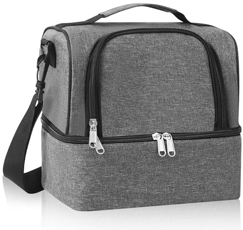 Lunch Bag, Insulated Lunch Bags Cooler Bag Thermal Lunch Tote Bags for Men Women 10l Cool Bag Waterproof Leak-Proof for Work School Picnic (Grey)