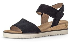 Gabor Damen Keilsandalen, Frauen Sandalen,Moderate Mehrweite (G),Keilsandaletten,Keilabsatz,Wedge-Heel,bequem,dk-Blue(Kork/crem),40 EU / 6.5 UK