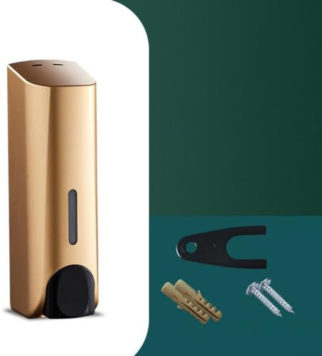 Hasaller Stilvoller Flüssigseifenspender zur Wandmontage, 380 ml Fassungsvermögen, geeignet für Zuhause, Unternehmen und Fitnessstudio (einzelner Kopf, goldfarben)