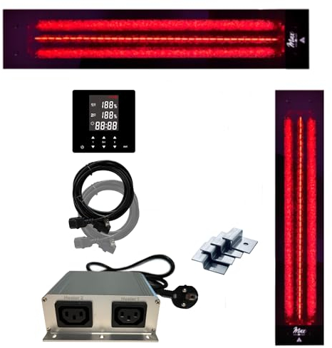SET frameless InfraROTmed MAX© Tiefenwärmestrahler 500W + 1300W mit Sicherheitswinkel + Steuerung icon 2 TOUCH, Infrarotstrahler Sauna Infrarotkabine (1x500W + 1x1300W + Steuerung + SW)
