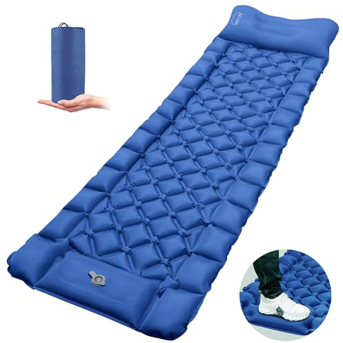 ONTYZZ Camp Mat Outdoor Air Mattress Portable Camping Sleeping Bed Inflatable Camping Mat with Self Pump Anti-Ripstop Thickness Inflatable Sleeping Pad for Tent Camping Bed (Blue)