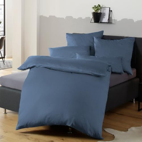 Soifox Bettwäsche 155x220 Hellblau - Bettwäsche Sets aus Mikrofaser Bügelfrei & Knitterfrei - 1 mal Bettbezug + 1 mal 80x80cm Kissenbezug mit Reißverschluss