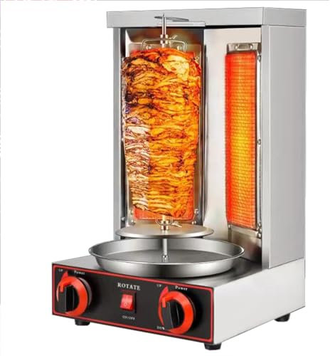 guoyjmm Gas Doner Kebab Machine,Stainless Steel LPG Roasters Barbecue,Vertical Rotisserie Broiler Shawarma Doner Kebab Gyro Grill Machine for Home Restaurant Kitchen