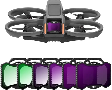 BRDRC Avata 2 ND Filter Set Zubehör, 6er-Pack UV CPL ND8 ND16 ND32 ND64 Schutzobjektiv Neutraldichtefilter für DJI Avata 2 FPV Drohne - Aluminium