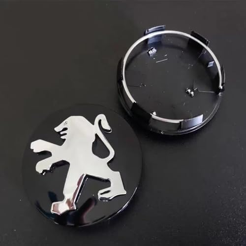 4 Stück Nabendeckel Radkappen, für Peugeot 107 2012 2013 2014 60MM ABS Auto-Nabenkappen mit Logo, Nabenkappen Felgendeckel Auto Zubehör