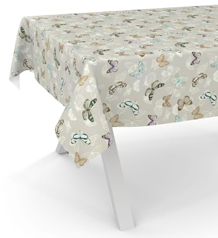 ANRO Wachstuchtischdecke Wachstischdecke Wachstuch Tischdecke abwaschbar Gartentischdecke Wasserabweisend 180x140cm Schnittkante Schmetterlinge