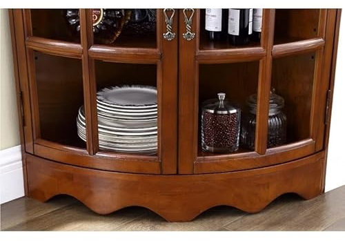 Dreieckiger Eck-Barschrank mit verstellbaren Regalen, für Zuhause, Küche oder Wohnzimmer, Wein- und Likör-Aufbewahrungsschrank (braun)