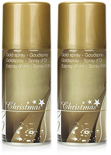 com-four® 2x Goldfarbenes Sprühlack-Set - Metallic-Spray für kreative Dekorationen und Bastelprojekte - Goldspray für Weihnachts- und Alltagsdeko (2 Stück - Spray/goldfarben)