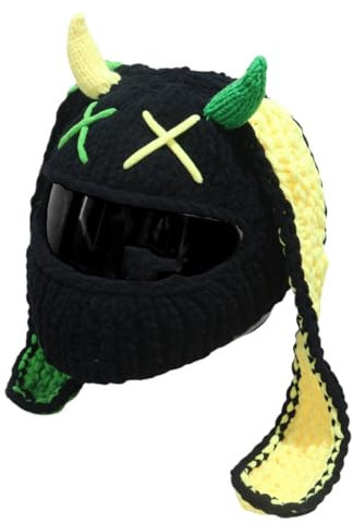 YIGZYCN Lustige Hasenohr Motorradhelm Abdeckungen Gestrickter Plüsch Vollgesichtsschutz Für Fahrer Motorradausrüstung