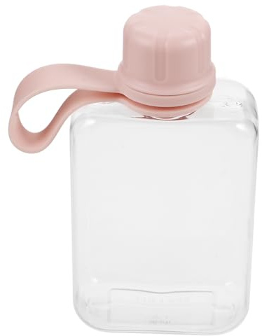 Milisten Gourde Plate Portable en Plastique 240ml, Étanche et Compacte, pour Camping et Randonnée, Design Moderne et Couleur Rose Élégante