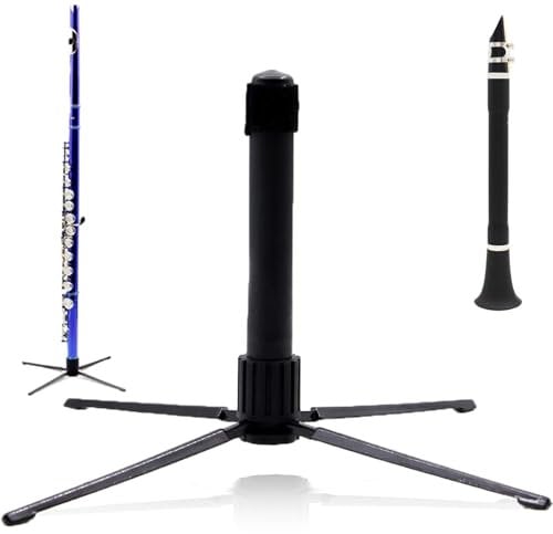 MOAZIFI Querflötenständer, Stabiler Flöten-Ständer aus Metall, 14x2 cm Klarinettenständer Klappbar & Tragbar Für Querflöte & Klarinette