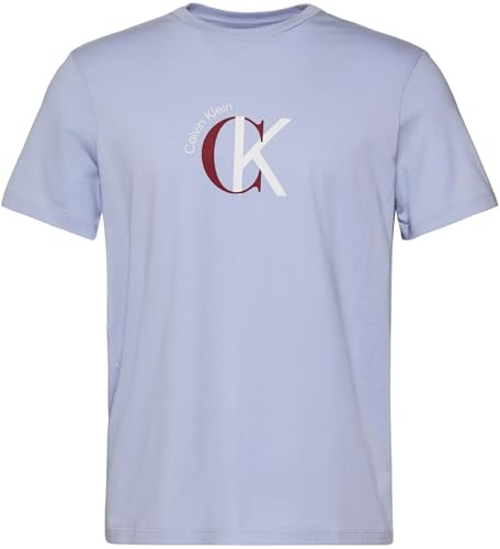 Calvin Klein Herren T-Shirt Kurzarm Graphic mit Rundhalsausschnitt, Blau (Casual Blue), XL