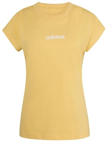 adidas Women's Essentials LINEAR Cotton T-Shirt, Semi Ice Tangerine/White, XS