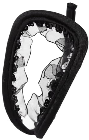 ROIEIIR C String Thongs for Women C Shape Sequins Mesh Underwear See Through Sexy Lace Panties Strapless Briefs Black
