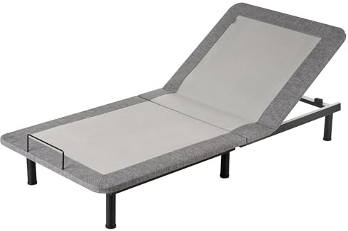 Adjustable Electric Bed Base EU Single Size Remote Included 4 Legs Heights Iron Polyester Grey Brunoy