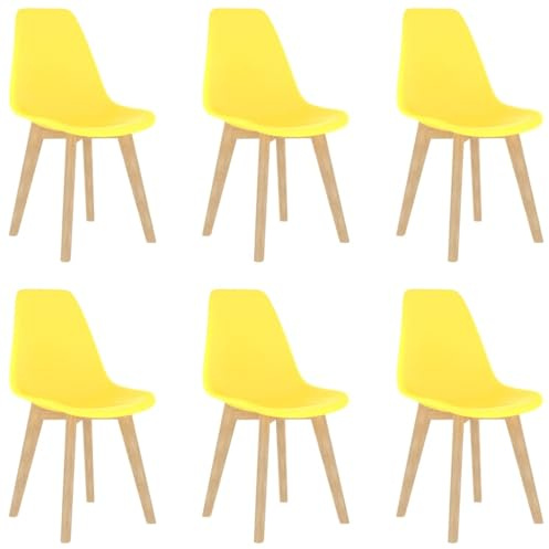 YuuSsea Esszimmerstühle 6er Set Gelb, Moderne Küchenstühle aus PP-Kunststoff mit Holzbeinen, Bequeme Stühle für Esszimmer, Wohnzimmer