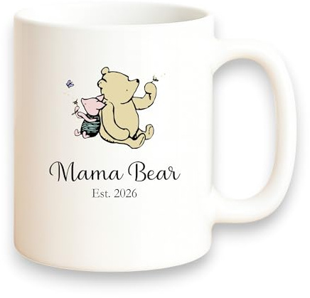 allaboutthebump Personalised Mama Bear Mug – Custom Name & Year – Gift for Mum, Mummy, New Mummy, Mothers Day, Birthday – Ceramic Coffee Cup – Personalised Mother Gift