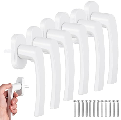 6 Stück Fenstergriffe Weiß, 35mm Aluminium Fenstergriff Fensterschloss Ohne Schließzylinder Fensterriegel mit Schrauben für Fenster, Terrassentüren und Balkontüren