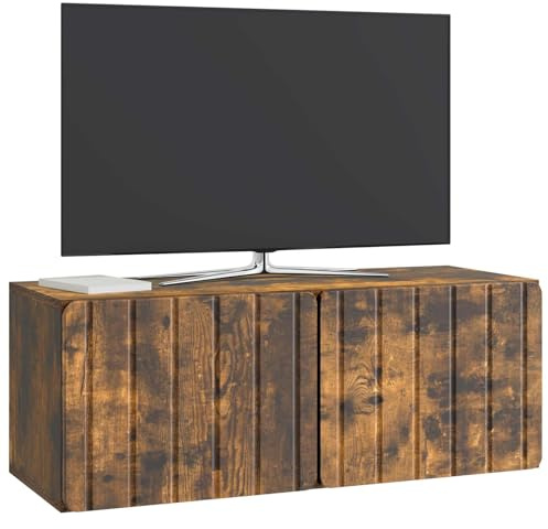 vidaXL Wandmontierter TV-Schrank Geräucherte Eiche 78,5 x 31 x 30 cm, Wohzimmer, rechteckiger, moderner Wandschrank, stylischer TV-Ständer, viel Stauraum für Dein Zuhause