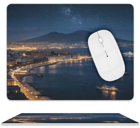 Napoli Tappetino per mouse quadrato in pelle, impermeabile, con base in gomma antiscivolo, piccolo tappetino per mouse portatile per scrivania, laptop, ufficio, casa, 20 x 25 cm