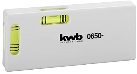 kwb Mini Wasserwaage 100 mm, horizontale- und vertikale Libelle, tragbar, weiß,