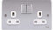 Schneider Electric Ultimate Low Profile - Switched Double Power Socket, 13A, GU3520WPC, Polished Chrome with White Insert