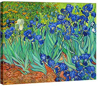 Wieco Art Irises Große, moderne Galerie, verpackter floraler GicléeLeinwanddruck von Van Gogh berühmte blaue Blumen Ölgemälde Reproduktion Kunstwerk Bilder auf Leinwand Wandkunst für Schlafzimmer