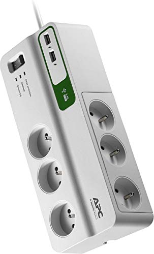 APC Surge Arrest Essential - PM6U-FR - 6 prises - 2 ports de chargement USB - Police de protection des équipements connectés