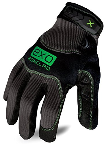 Ironclad EXO Pro Water Resistant; Work Gloves, (1 Pair), EXO2-MWR-04-L, Black/Grey