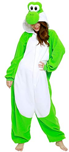 Yoshi Onesie Mario Bros Kigurumi Einteiler Onesie Kostüm Jumpsuit | SAZAC Kigurumi | für Kinder und Erwachsene | One Size Fits All (155 – 180 cm)