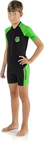 Cressi Little Shark Jr Shorty 2mm - Kurzarm Neoprenanzug für Kinder,Schwarz/Lime, 5/6 Jahre