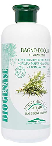 Biogenase - Rosmarin Revitalisierendes Duschgel - Feuchtigkeitsgel Angereichert mit Aloe Vera und Weizenkeimextrakt - Badegel ohne Paraben, mit entspannender und reinigender Wirkung - 500 ml