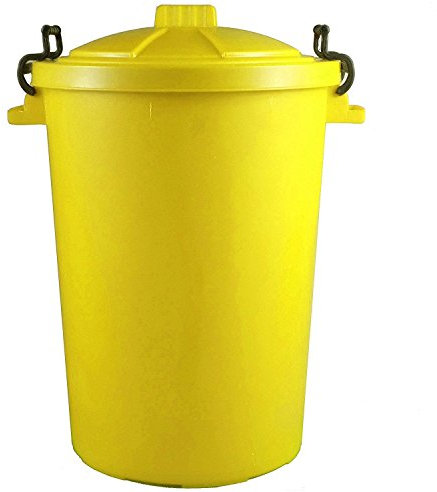Easy Shopping 85 Litre 85L Extra Large Colour Plastic Dustbin Garden Bin Clip on Locking Lid Heavy Duty for Rubbish Recycle Waste Animal Feed Storage Unit (Yellow)