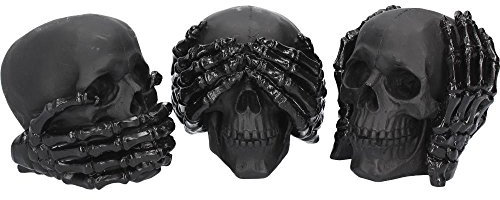 Nemesis Now Dark See No, Hear No, Speak No Evil Skulls Figurine 45cm Black