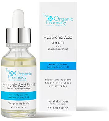 The Organic Pharmacy Hyaluronsäure-Serum, 30 ml, feuchtigkeitsspendend, 0,2% dreifach molekulares Gewicht, Hyaluronsäure, pralle feine Linien und Falten, 98,3% organisch, 99,1% natürlich