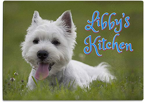 Personalised West Highland Chopping Board Custom Glass Worktop Saver Cutting Kitchen Surface Protector - 30 x 40cm Birthday Gift (Westie ST343)