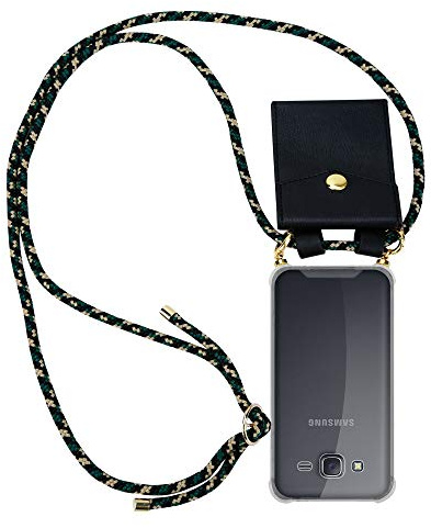 Cadorabo Handykette kompatibel mit Samsung Galaxy J5 2015 Schutzhülle TPU Silikon Case Necklace Design Slim Kratzfest Kordel Band mit Etui Rundumschutz Case Hülle für Galaxy J5 2015 in Grün