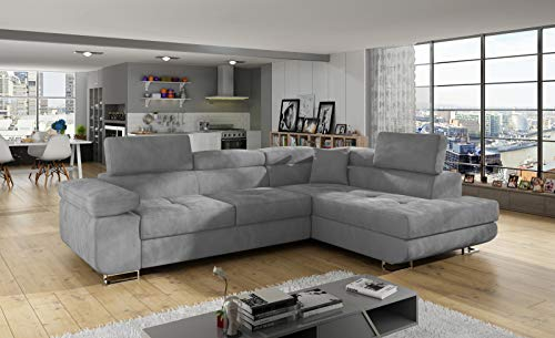 Ecksofa Antos mit Schlaffunktion Bettkasten Seite Rechts und Links Sofa Möbel 23 (Paros 05, Rechts)