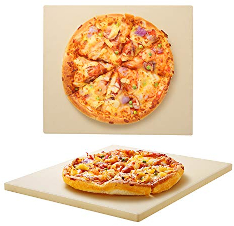 Unicook Square Pizza Stone 33cm, Heavy Duty Ceramic Baking Stone for Oven, BBQ and Grill, Ideal for Making Crisp Crust Pizza, Bread, Cookies and More, Thermal Shock Resistant, Durable and Safe