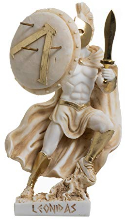 Leonidas Statue griechischer Spartanischer König Skulptur Figur Alabaster, goldfarben, 20 cm