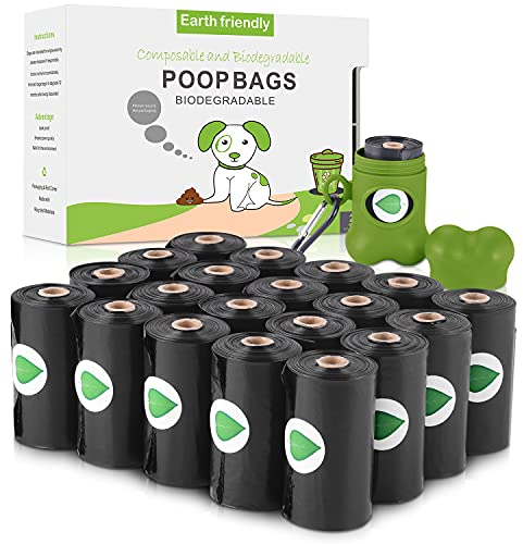 Nestling® Biologisch abbaubare dickere Hundekotbeutel mit Spender 300 Hundekotbeutel dick stark aus Maisstärke pflanzlich (schwarz)
