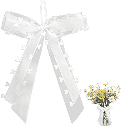 20 Stück Autoschleifen Antennenschleifen Weiß,Schleifen Hochzeit,Hochzeit Deko Schleifen,hochzeits Schleifen Auto,Autoschleifen Weiß mit Herzen,Verwendet für Hochzeits,Autoschmuck,Zuckerbeutel