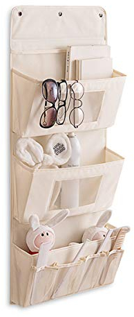 PORRASSO Organizer da Appendere Borsa Portaoggetti con Tasche Porta Muro Organizzatore Pratico Portaoggetti in Stoffa per Casa Ufficio Albicocca