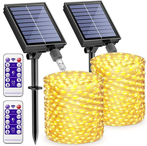 BESCOST Solar Lichterkette 15 m 150 LED Lichterkette 8 Modi wasserdicht LED-Solarleuchten im Außenbereich Dekoration für Weihnachten Party Hochzeit
