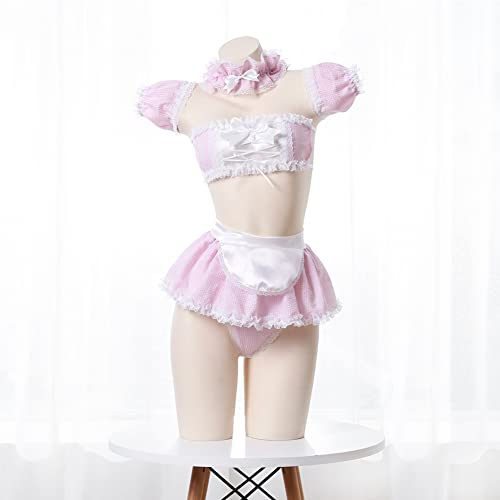 SNOMYRS Maid Outfit Sexy Anime Cosplay Kawaii Lolita Maid Dessous Kostüm Spitze Bikini Outfit BH und Minirock Set