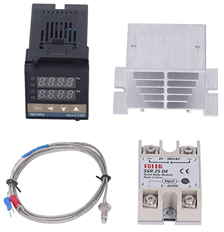 Pssopp Controlador de Temperatura Digital Kit de Controladores de Temperatura PID 0-400 ℃ Termostato Inteligente Digital Rex C100 40A